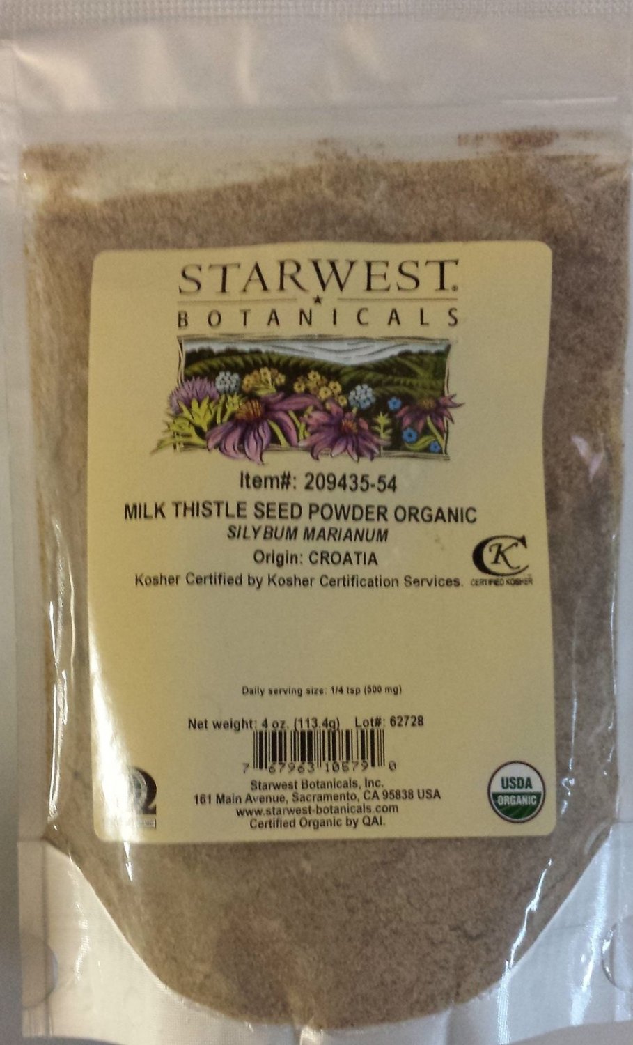 Milk Thistle Seed Pwd Org - 4 Oz(Starwest Botanicals)