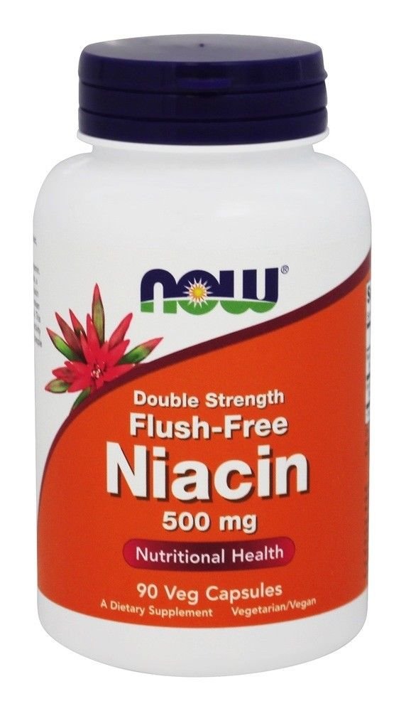 Niacin Flush-Free Double Strength 500mg 90 Vcaps NOW Foods