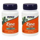 2 Bottles NOW FOODS Vegetarian Formula Zinc 50 mg 100 Tabs Made In USA FREE SHIP