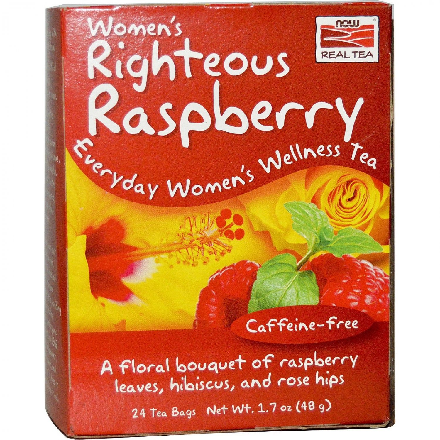 Now Foods Women's Righteous Raspberry Tea Caffeine-Free - 24 Tea Bags