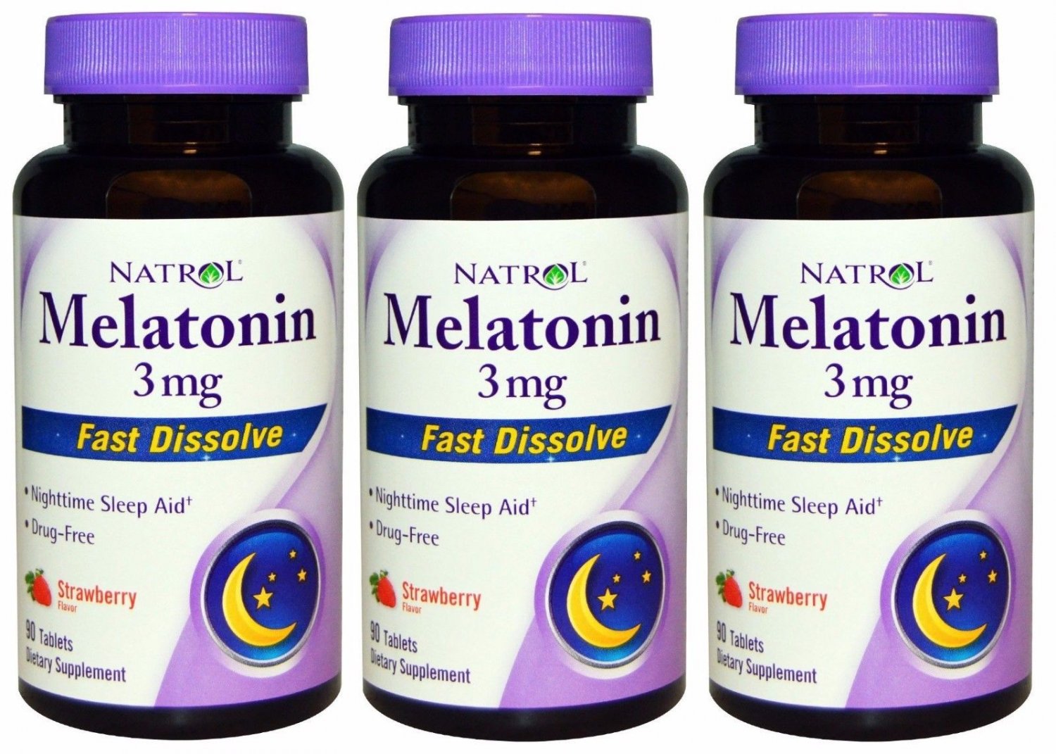 3x Natrol Melatonin 3mg Fast Dissolve Tablets 90 ea