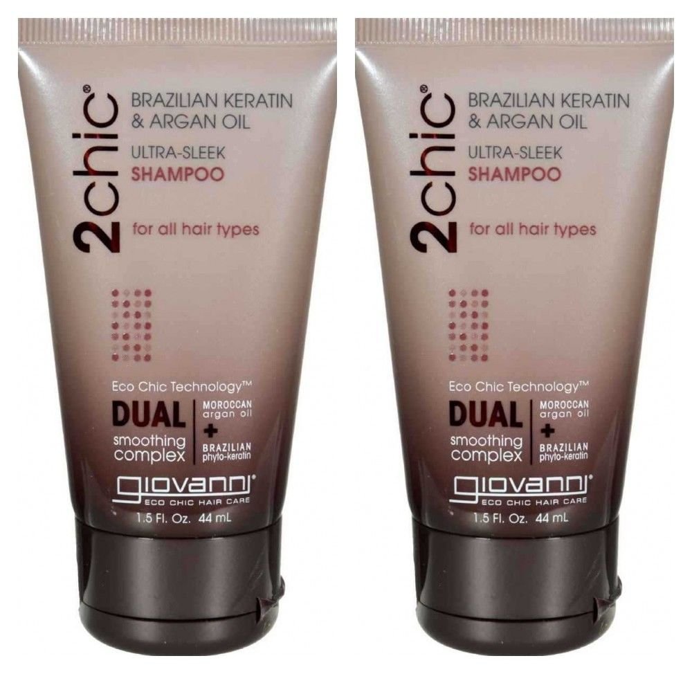 2x 2Chic Brazilian Keratin & Argan Oil Ultra-Sleek Shampoo - 1.5 oz