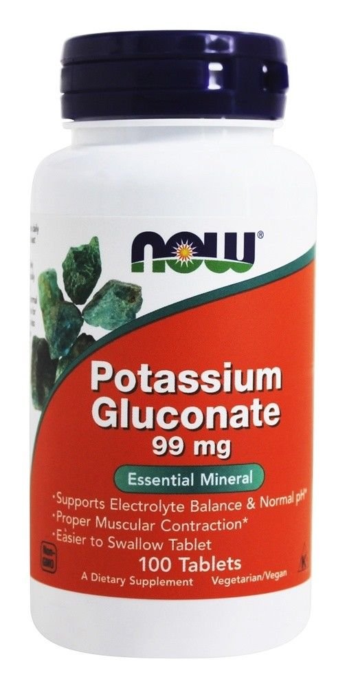 Potassium Gluconate 99mg 100 Tabs NOW Foods