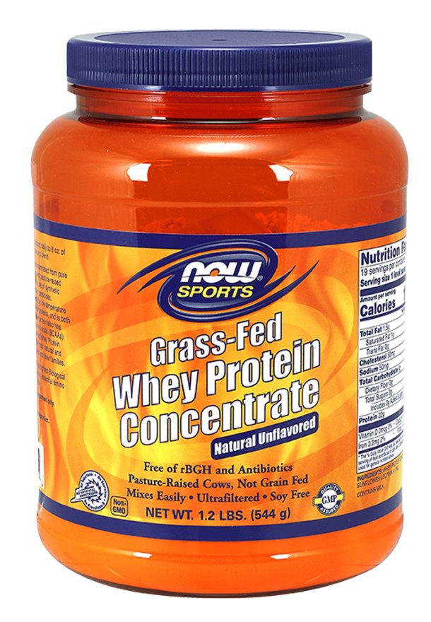 Now Foods, Grass-Fed Whey Protein Concentrate, Natural Unflavored,1.2lbs (544 g)