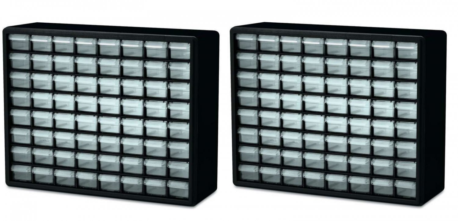 2x AKRO-MILS 10164 Drawer Bin Cabinet, 6-3/8 In. D, 20 In. W