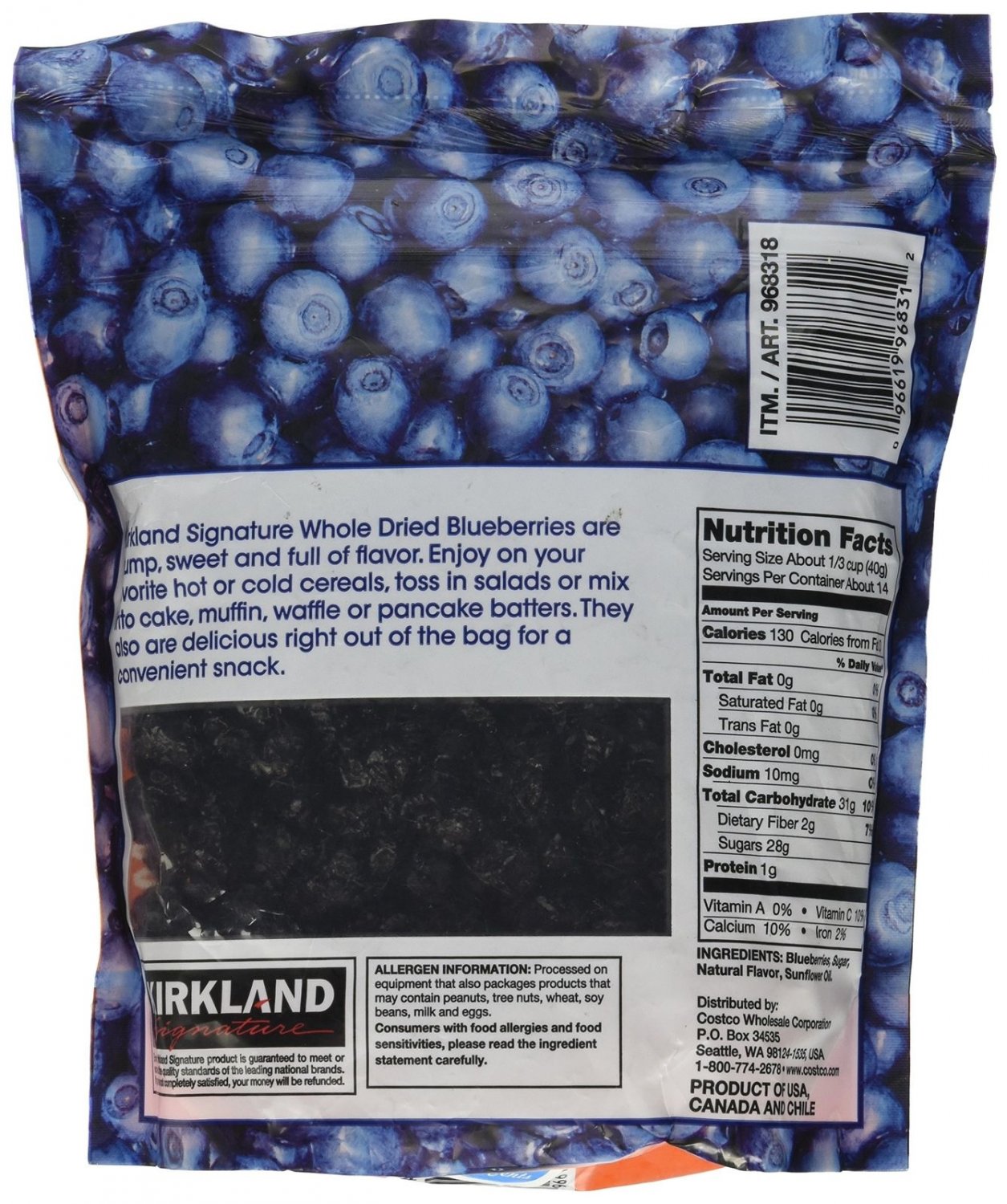 Signature Dried Blueberries 20 Ounce