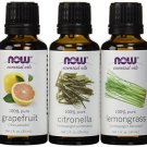 3-Pack Variety of NOW Essential Oils: Citronella-Lemongrass-Grapefruit 1 Oz