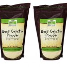 2 x NOW Foods Beef Gelatin Powder 16 oz (1 lb), Good Source of Protein, FRESH