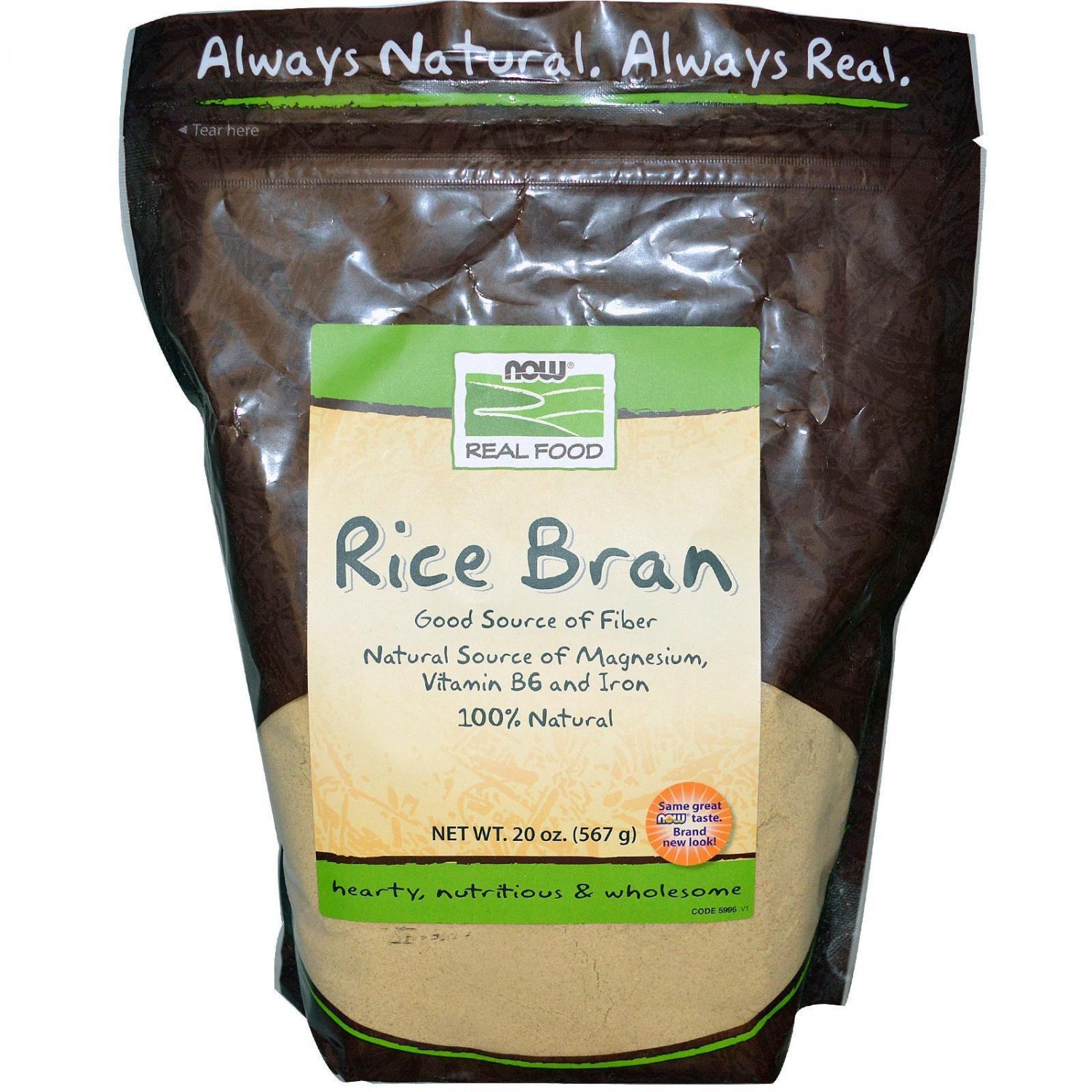 Rice Bran Natural Good Source of Fiber - 20 oz (567 g) by Now Foods
