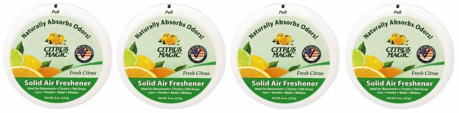 4x Citrus Magic Solid Air Freshener Fresh Citrus 8 oz