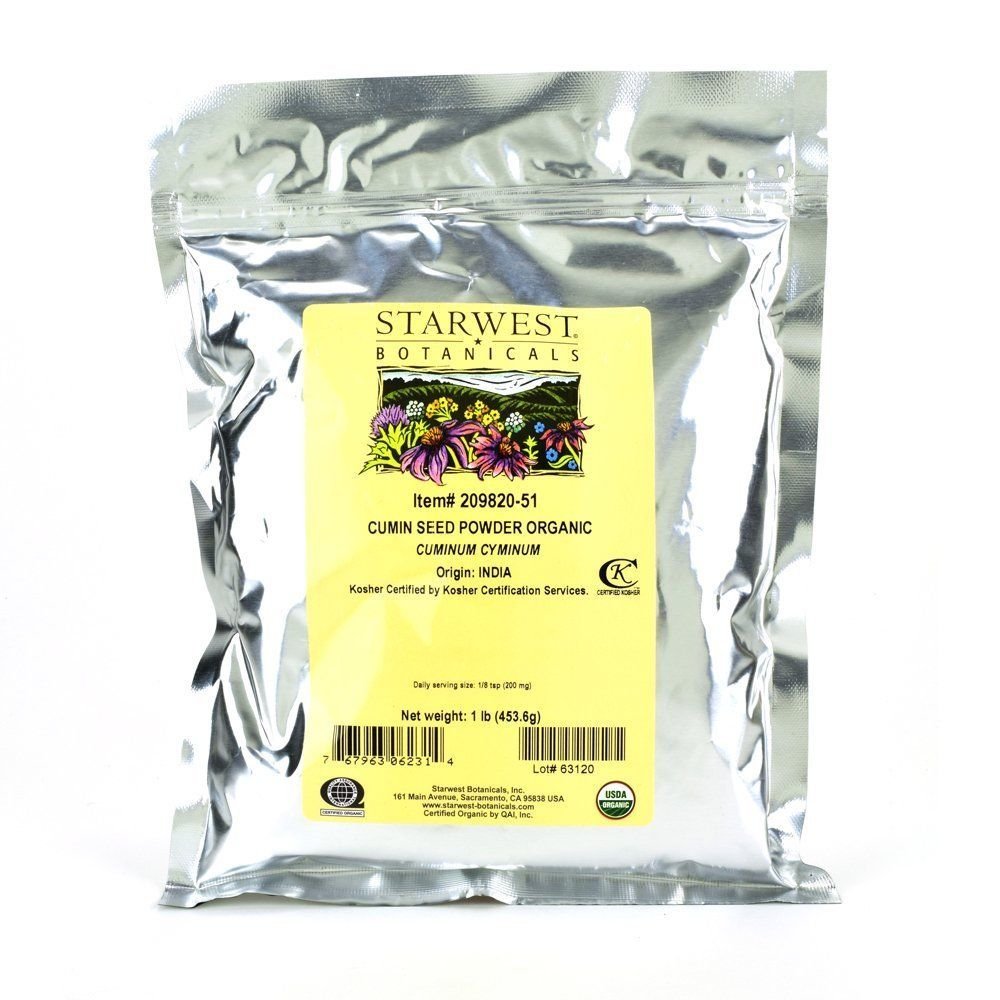 Starwest Botanicals Organic Ground Cumin Seed Powder 1 Pound Bulk Spice