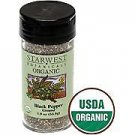 Organic Black Pepper Coarse Grind Jar 2.25 Oz - Starwest Botanicals