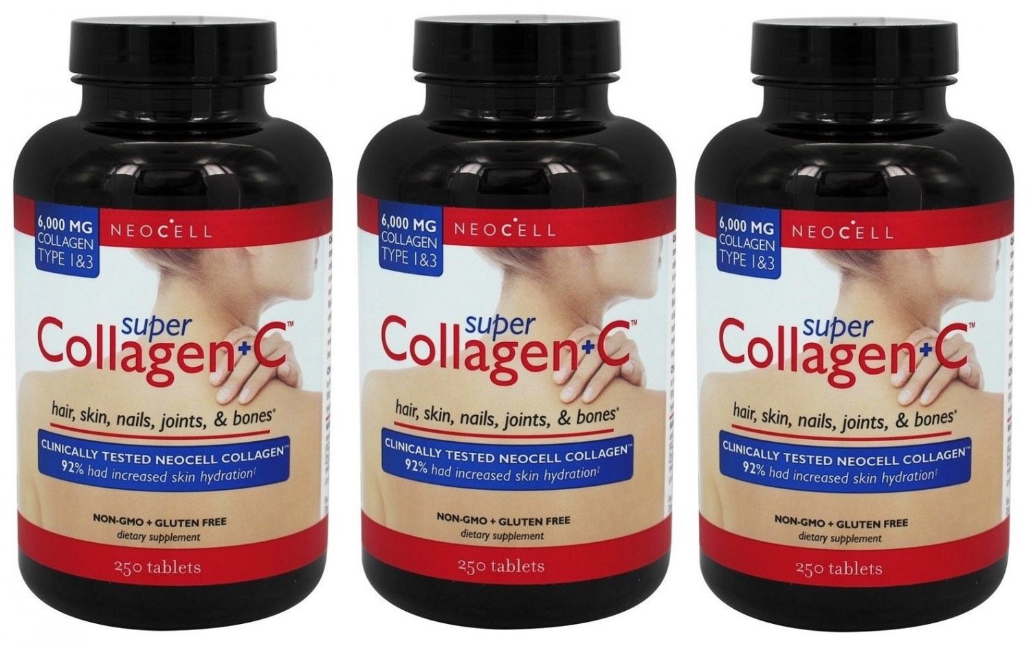 3x NeoCell Super Collagen+C Type I & III (1 & 3), 250 Tablets, FRESH Made In USA