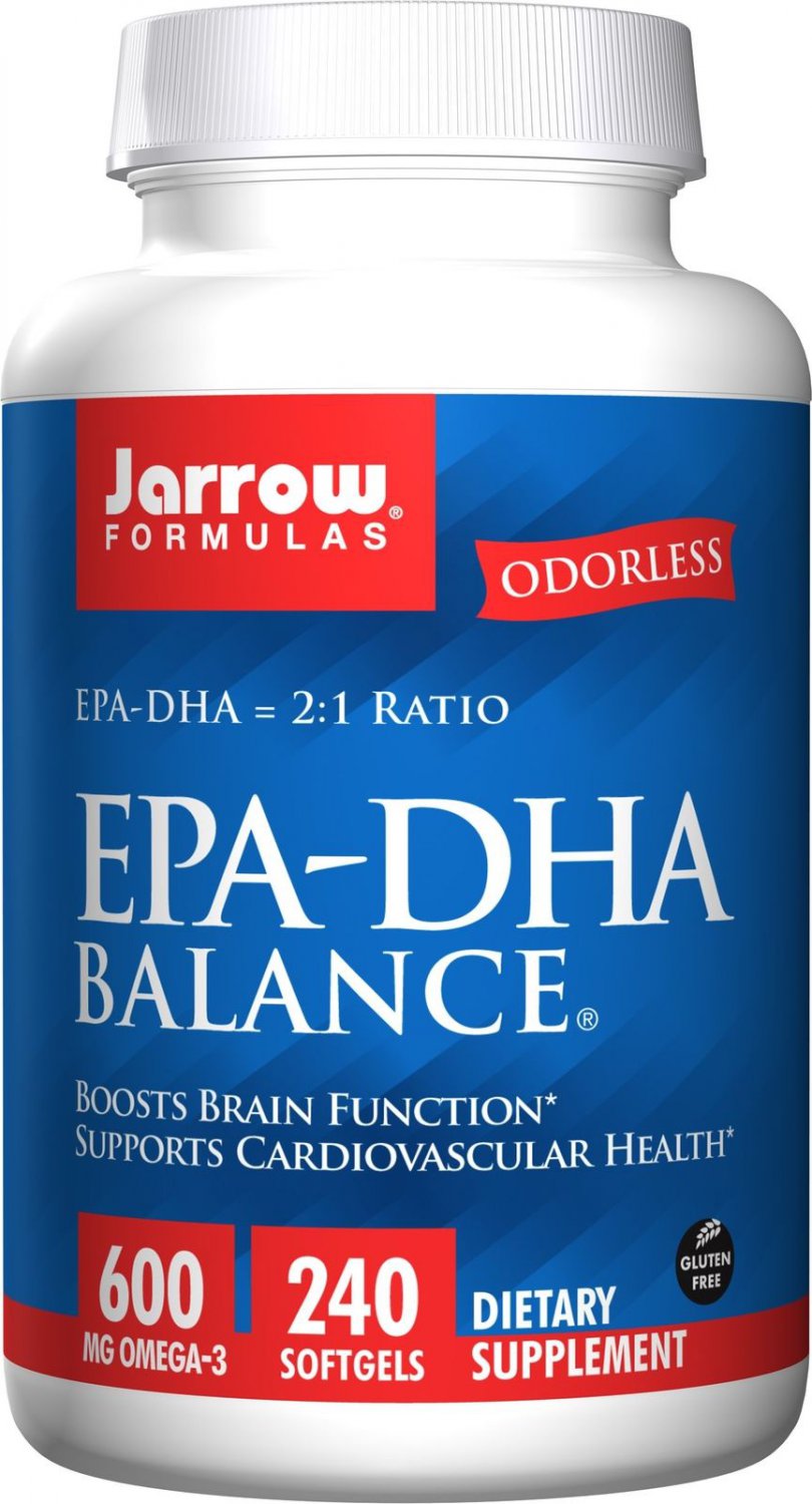 Jarrow Formulas EPA-DHA Balance Odorless Supports Brain Heart Health 240 Softgel