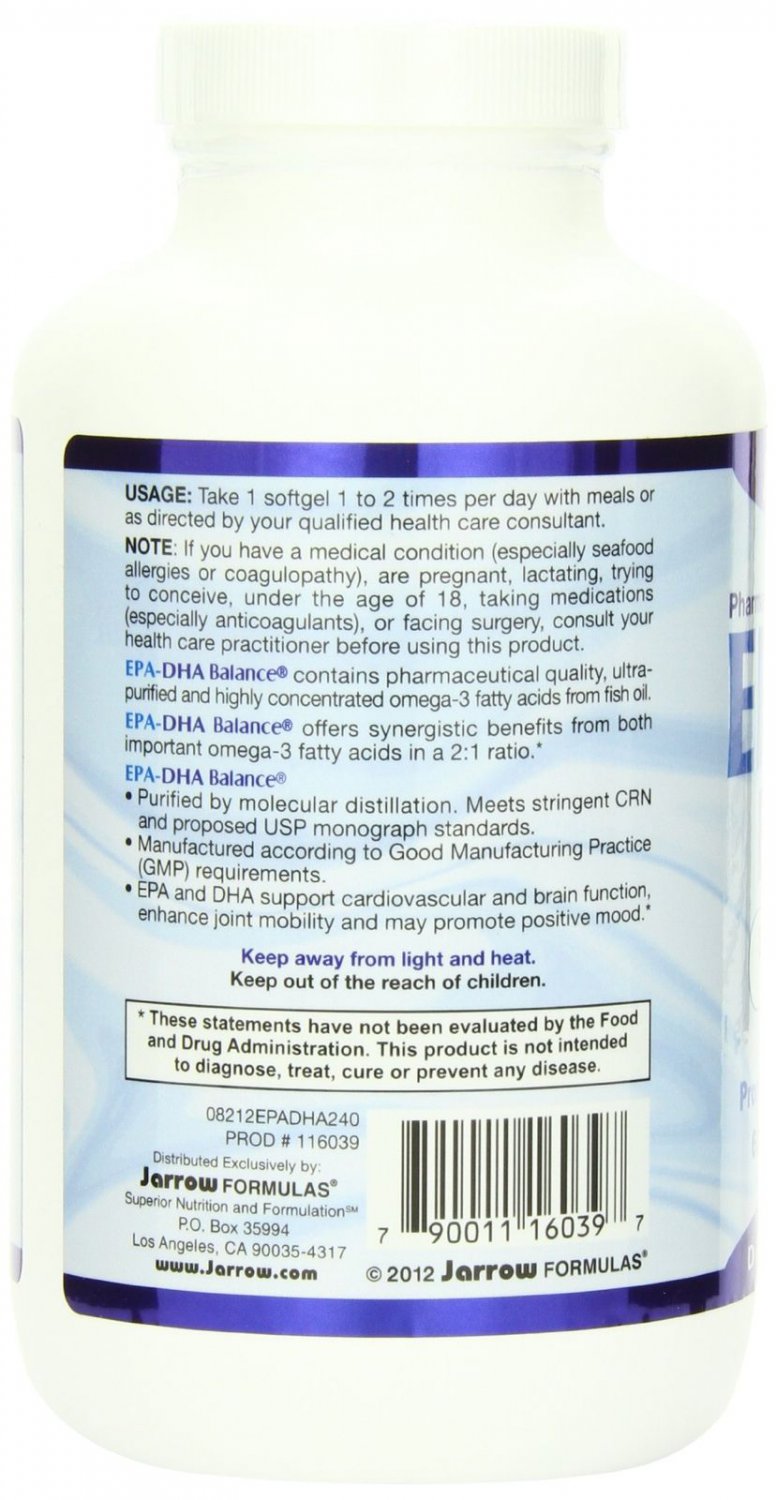 Jarrow Formulas EPADHA Balance Odorless Supports Brain Heart Health