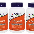 3x NOW Foods L-Tyrosine 500 mg 120 Caps Neurotransmitter Support