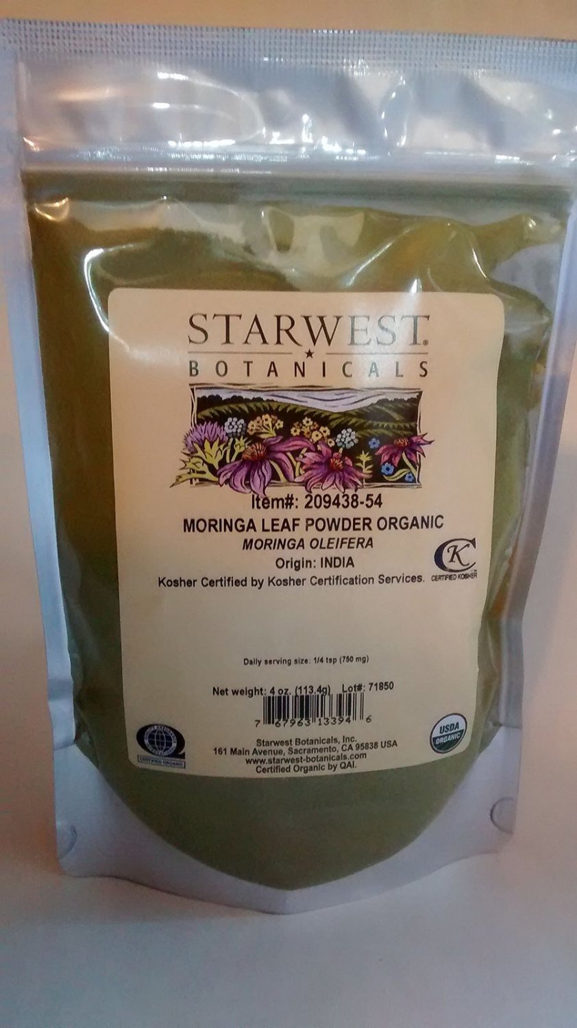 Organic Moringa Leaf Powder - Moringa Oleifera - 4oz bag by Starwest