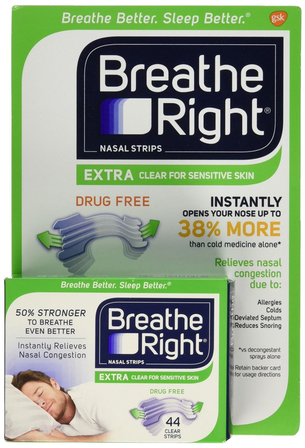 Breathe Right Extra Clear Nasal Strips Drug Free Sensitive Select