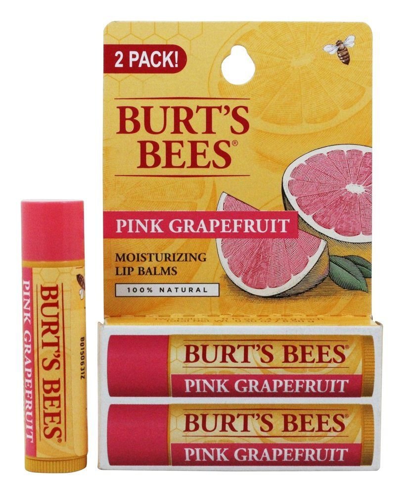 Burt's Bees Pink Grapefruit, Moisturizing Lip Balm 0.15 oz ( Pack of 2)