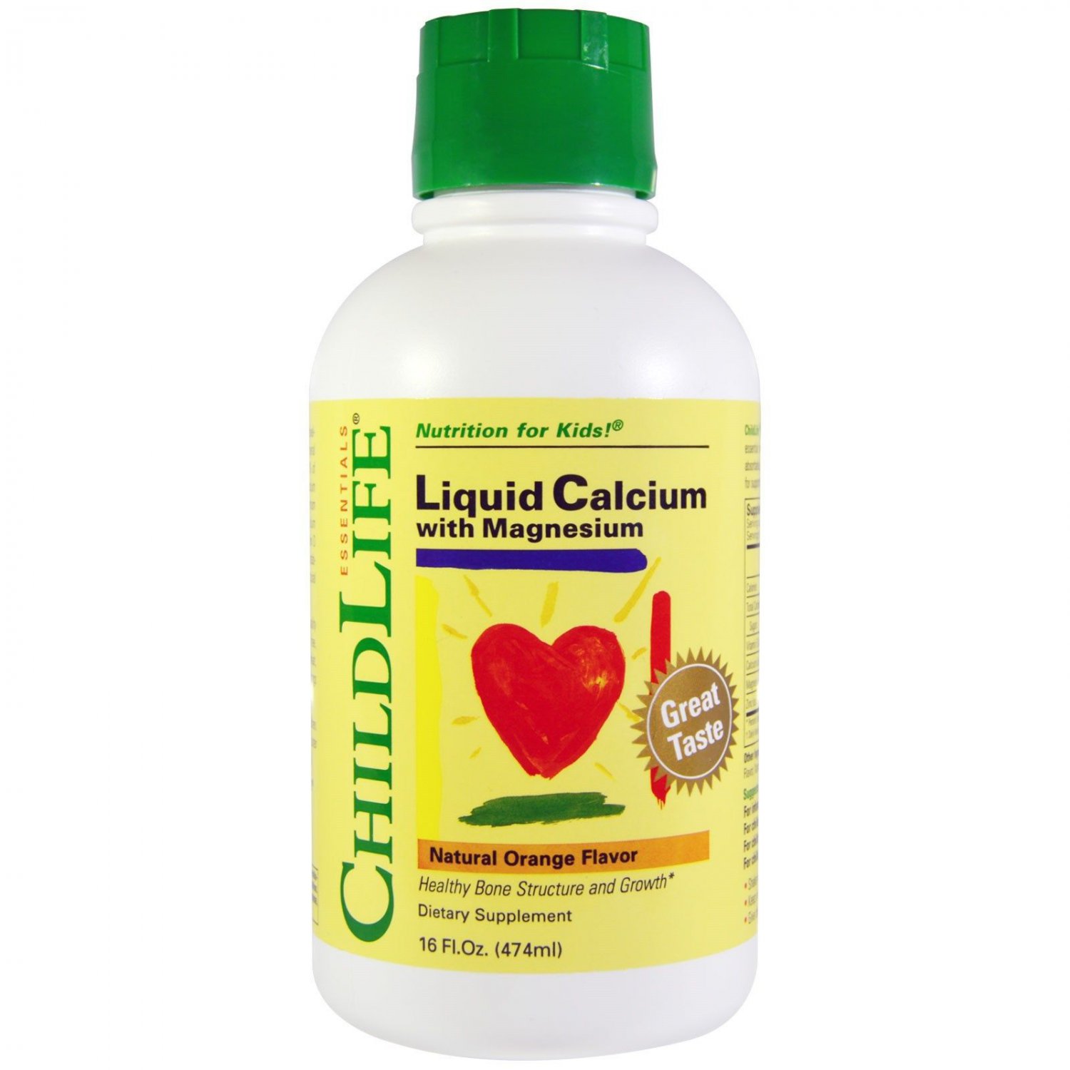 Child Life Liquid Calcium w/ Magnesium 16 fl oz Natural Orange Flavor FRESH