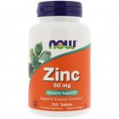 Zinc 50mg 250 Tablets NOW Foods