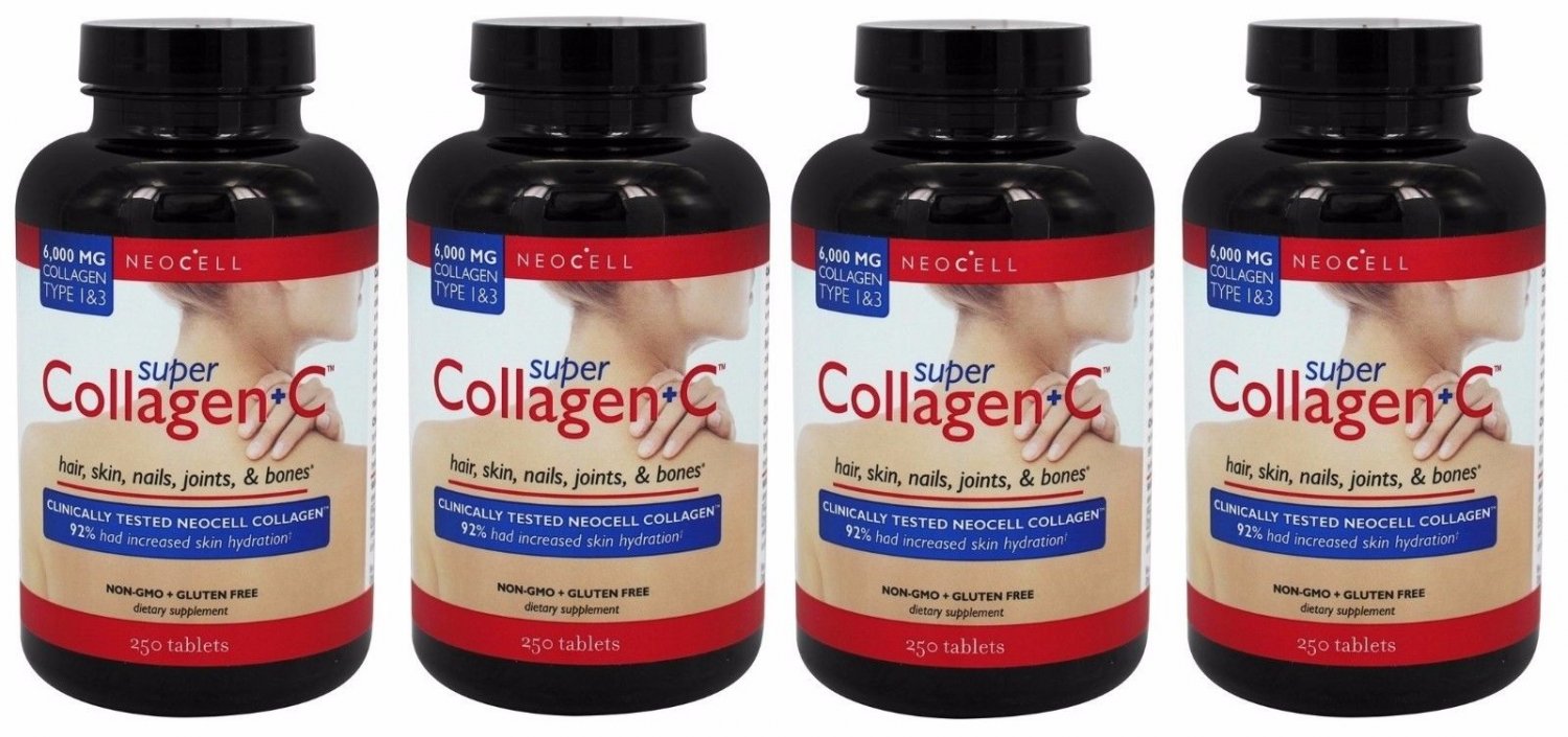 4x NeoCell Super Collagen+C Type I & III (1 & 3), 250 Tablets, FRESH Made In USA