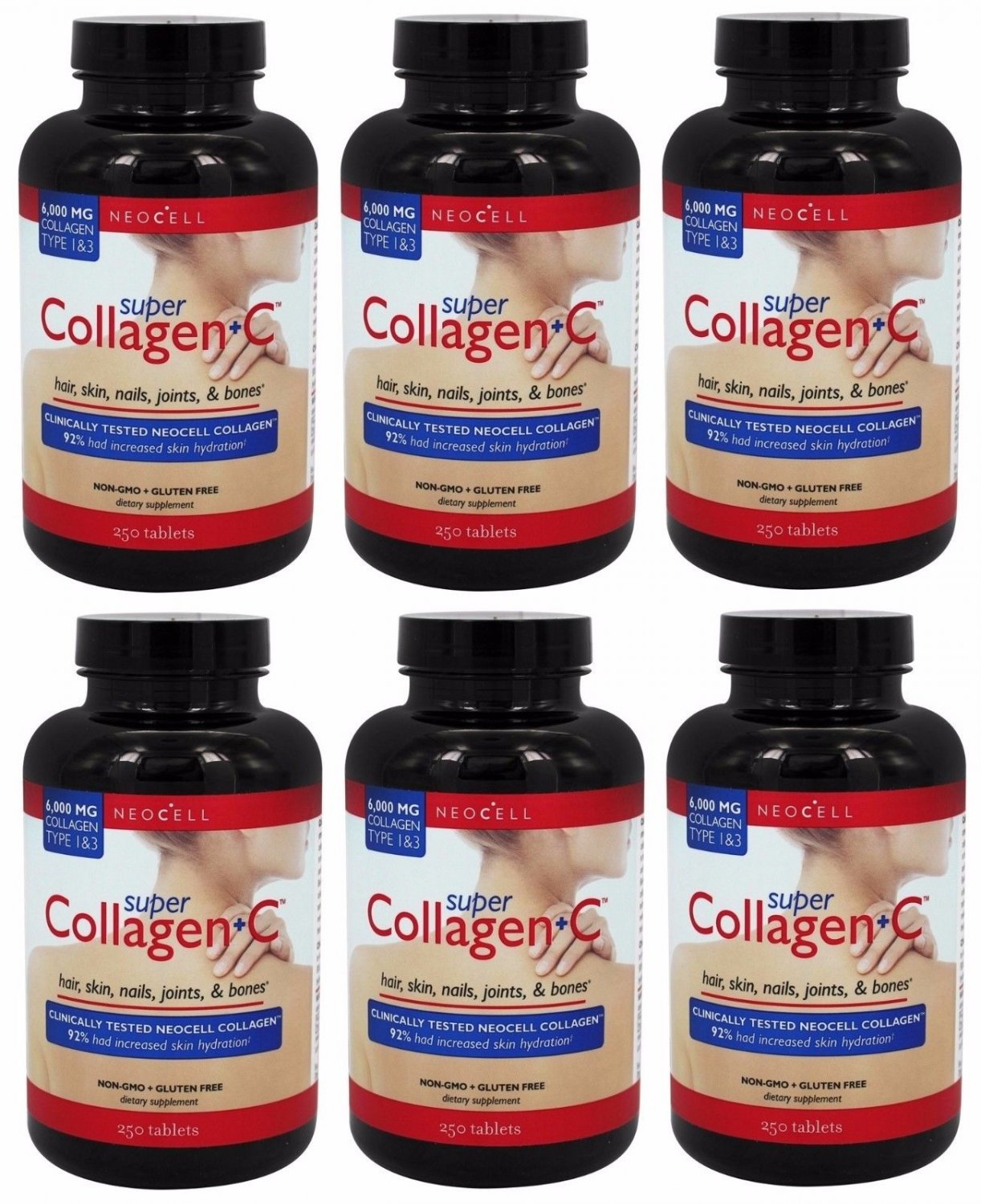 6x NeoCell Super Collagen+C Type I & III (1 & 3), 250 Tablets, FRESH Made In USA