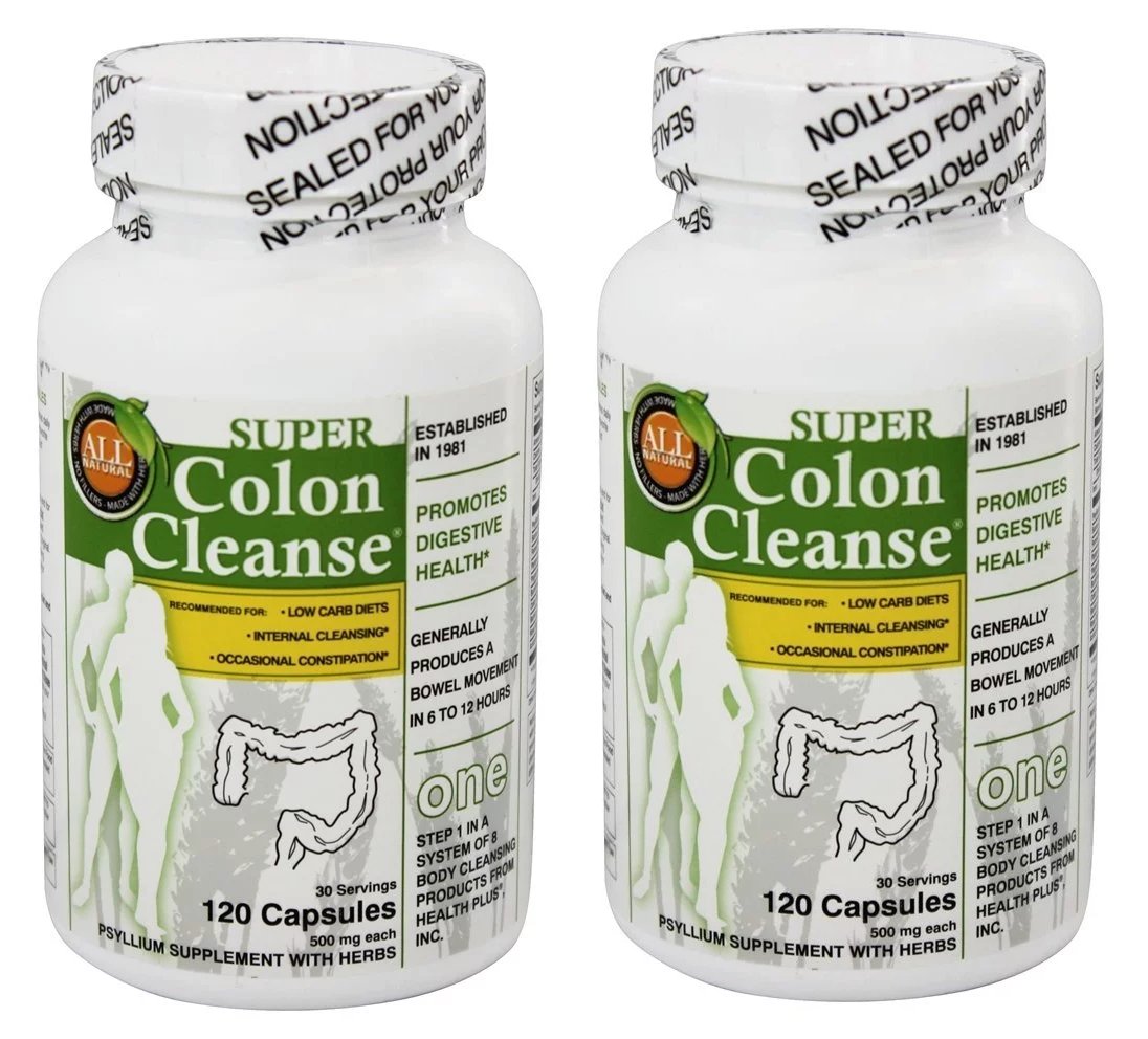 2x Health Plus Super Colon Cleanse 500mg 120 Capsules Relieves Constipation