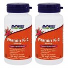Now Foods Vitamin K-2 100 mcg - 100 Veg Capsules x 2 (2 PACK 200 Veg Caps Total)