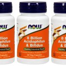 8 Billion Acidophilus & Bifidus 60 Veggie Capsules by Now Foods (Pack of 3)