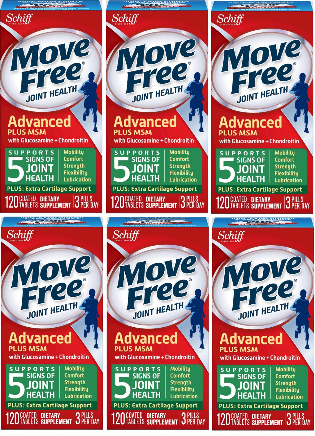 SCHIFF VITAMINS MOVE FREE PLUS MSM ADVANCED 120 CT (6 Pack)