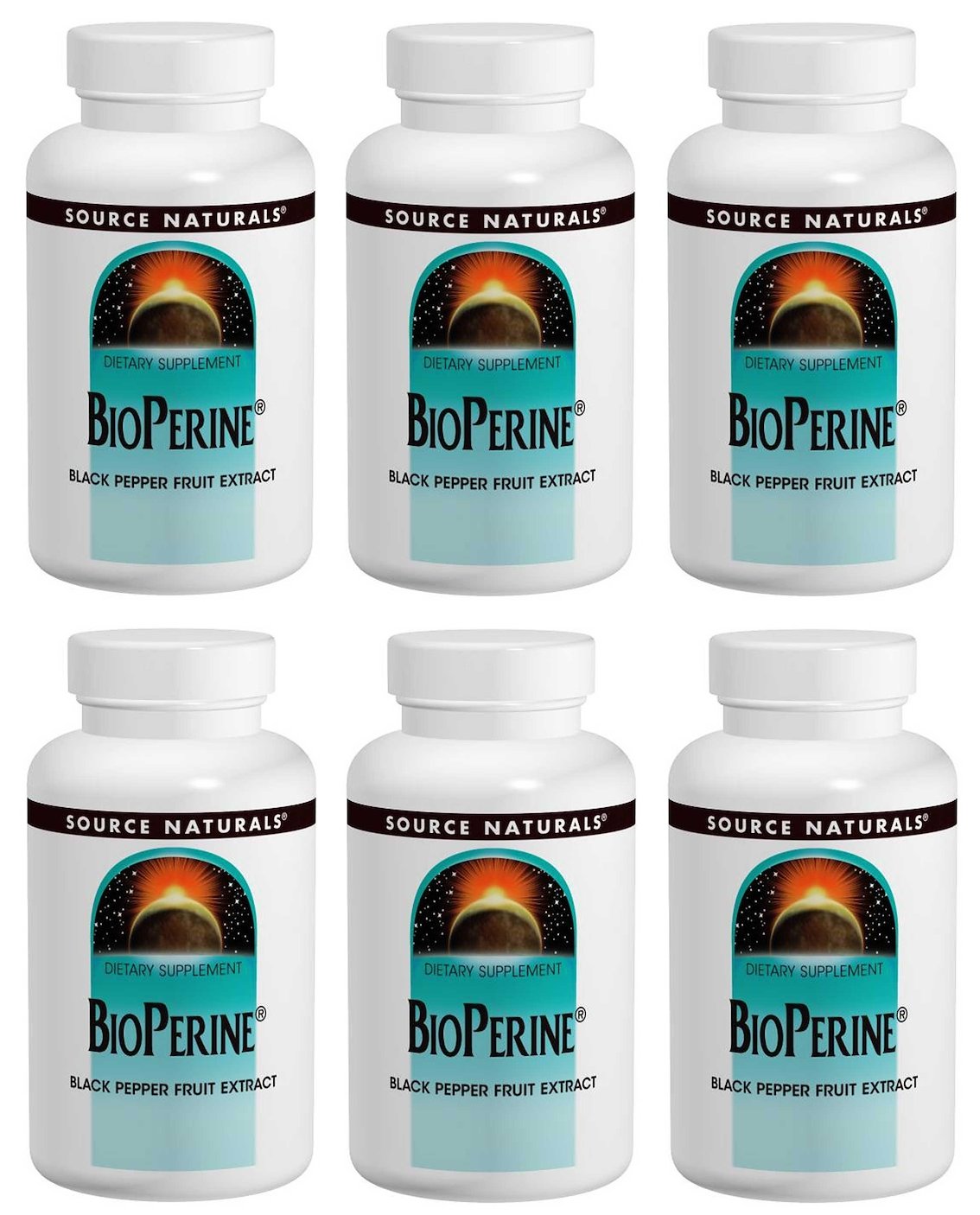 Bioperine Black Pepper Fruit Extract 10mg 120 Tabs Source Naturals (Pack of 6)