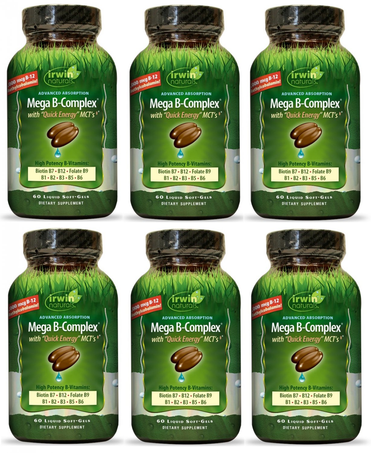 Irwin Naturals Mega B Complex 60 Softgels 6 Pack