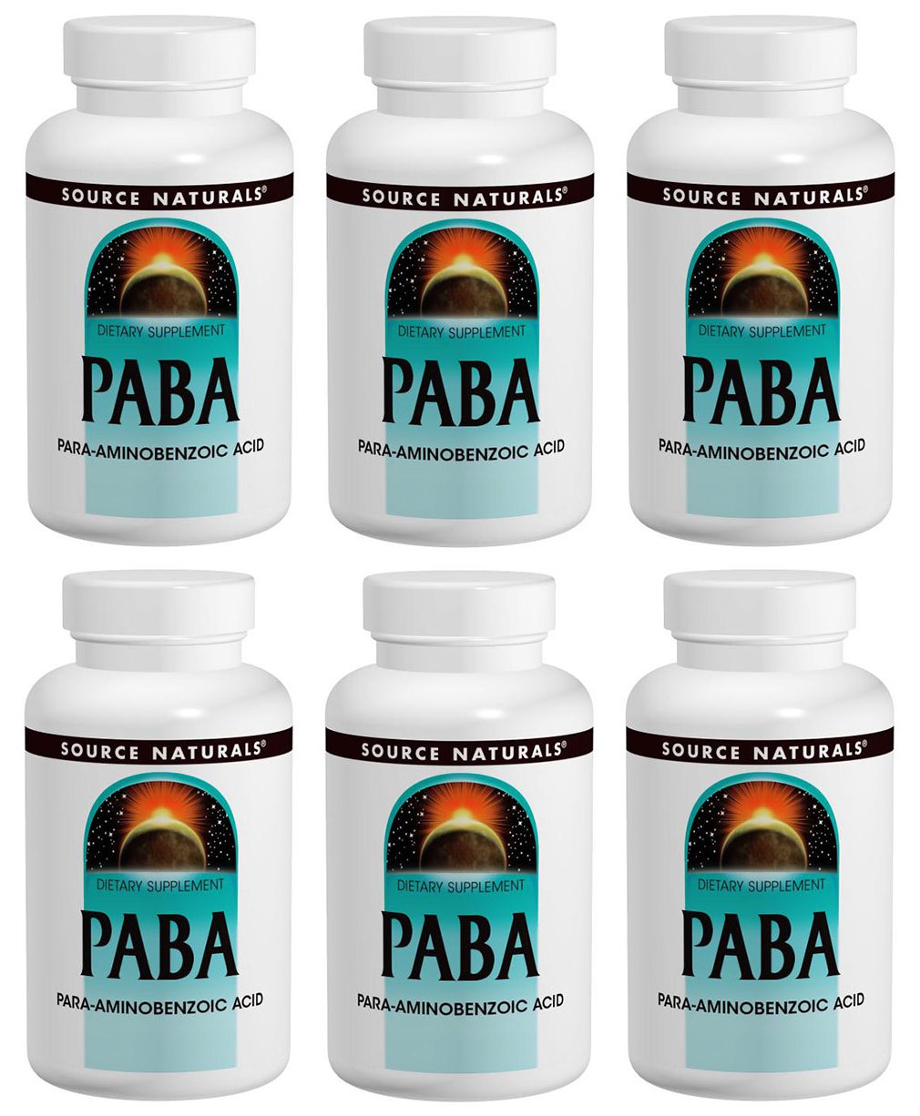 PABA 100mg 100 Tablets by Source Naturals (Pack of 6)