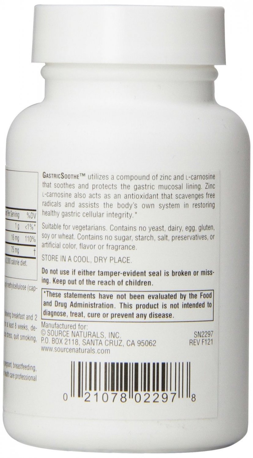 Source Naturals GastricSoothe Zinc LCarnosine Stomach Lining