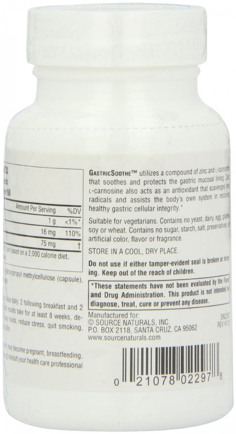 Source Naturals GastricSoothe Zinc LCarnosine Stomach Lining