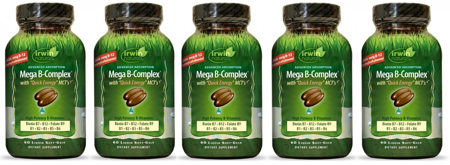 Irwin Naturals Mega B Complex 60 Softgels (5 Pack)
