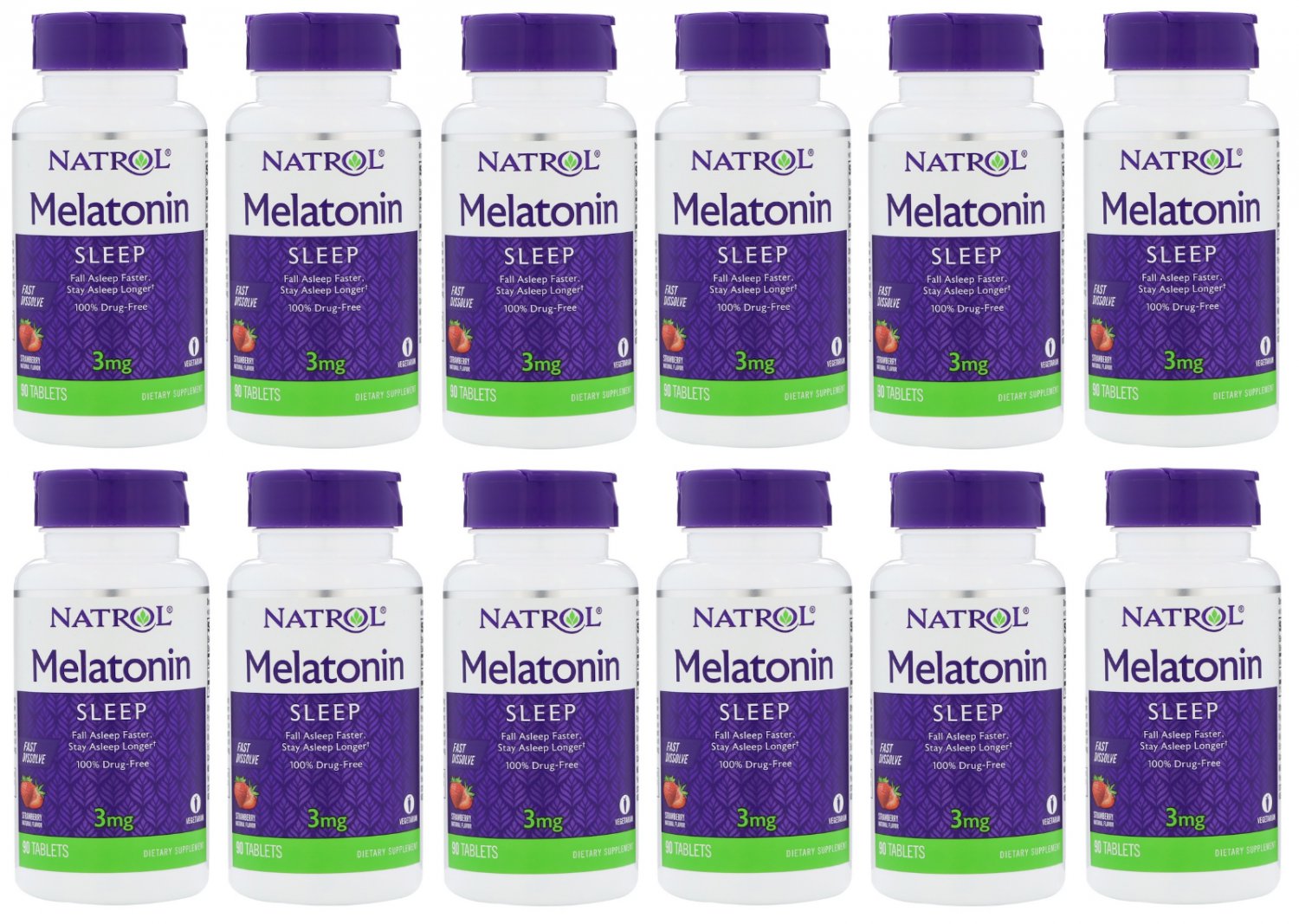 Melatonin 3mg Fast Dissolve Tablets 90 Tablets by Natrol (12 Pack)