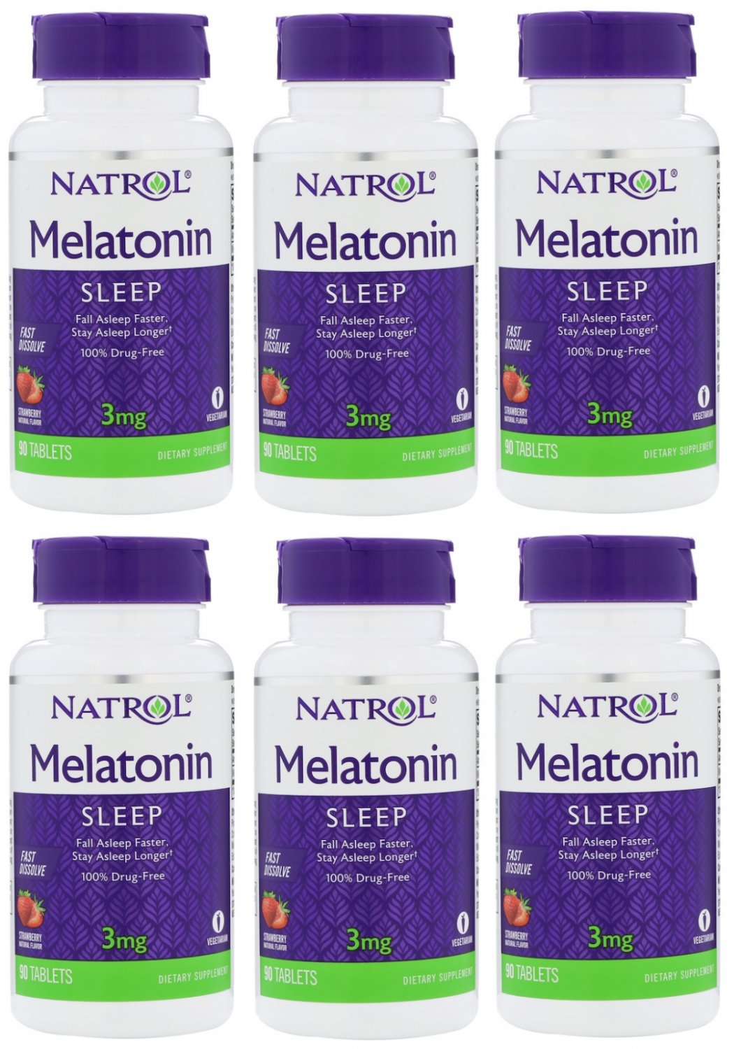 Melatonin 3mg Fast Dissolve Tablets 90 Tablets by Natrol (6 Pack)