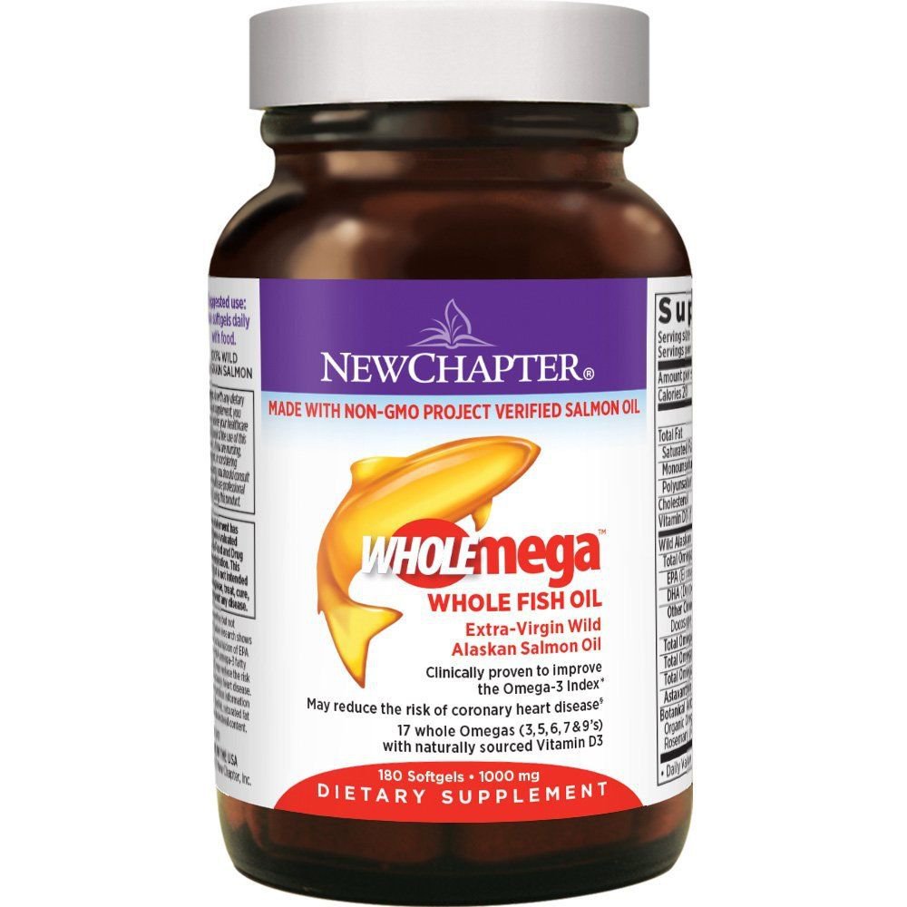 New Chapter Fish Oil Supplement - Wholemega Wild Alaskan Salmon Oil 180 Caps