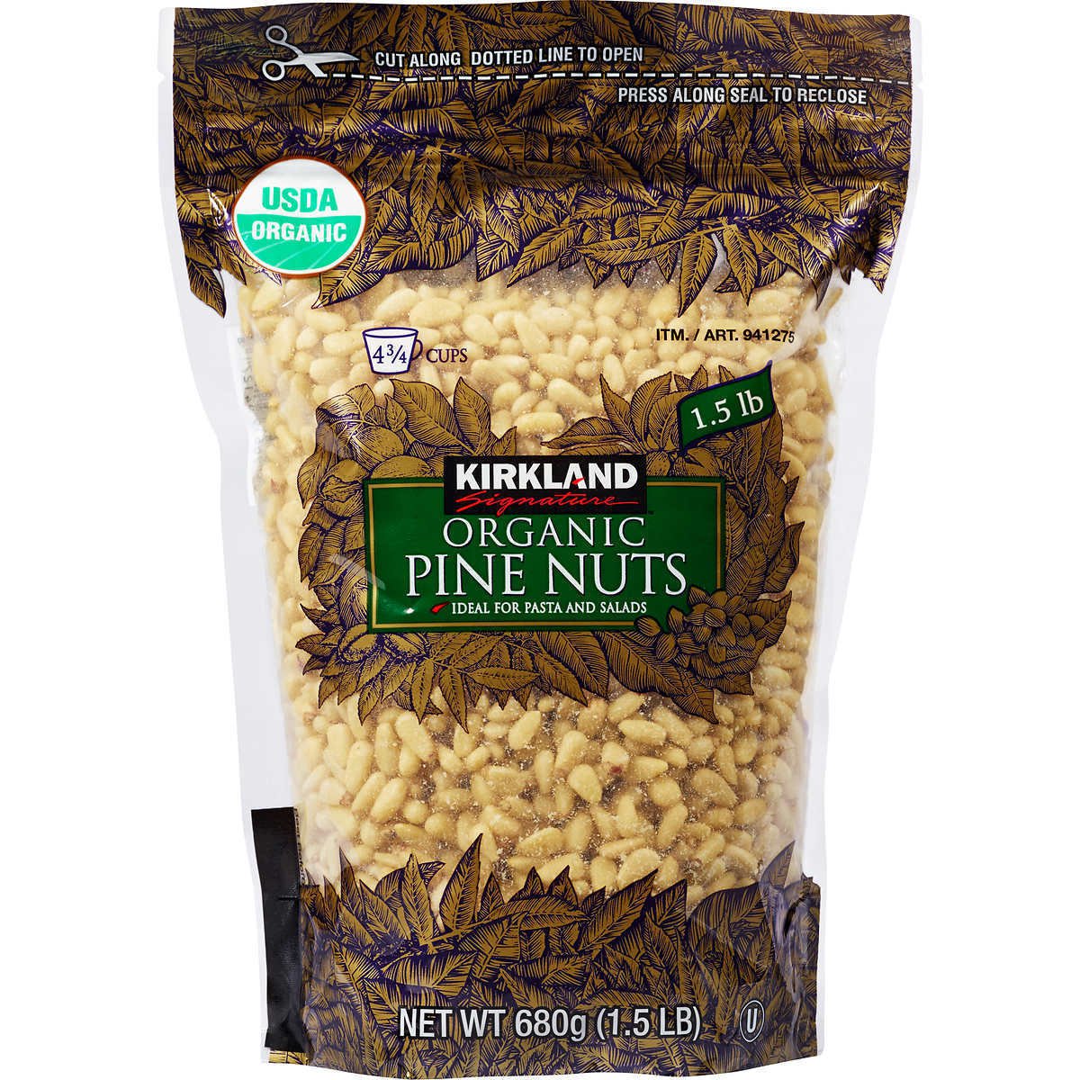 1.5 lb Pine Nuts Resealable Bag Kirkland Signature