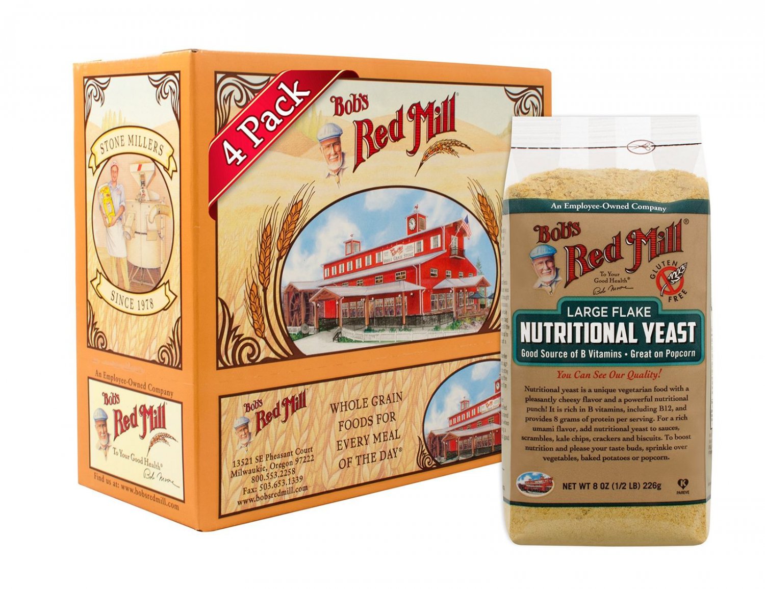 Bob's Red Mill Gluten Free Large Flake Nutritional Yeast 8-ounce (Pack of 4)