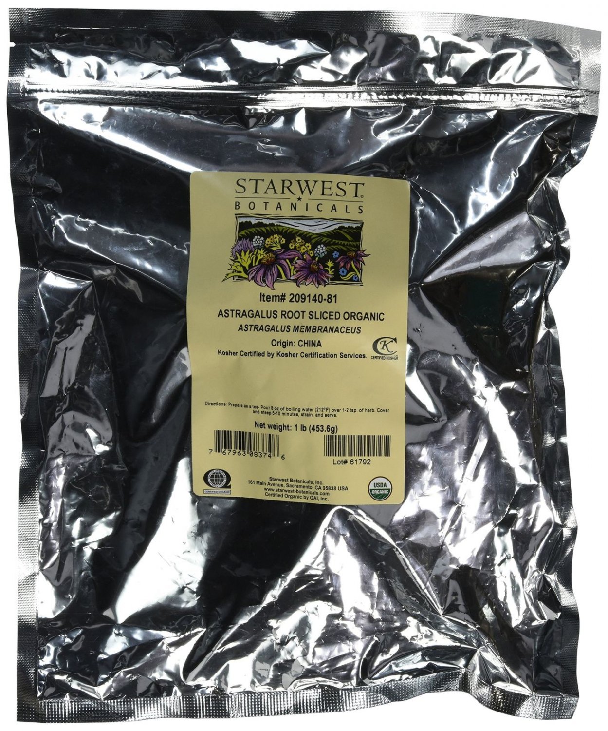 Starwest Botanicals Organic Astragalus Root Sliced 1 Pound