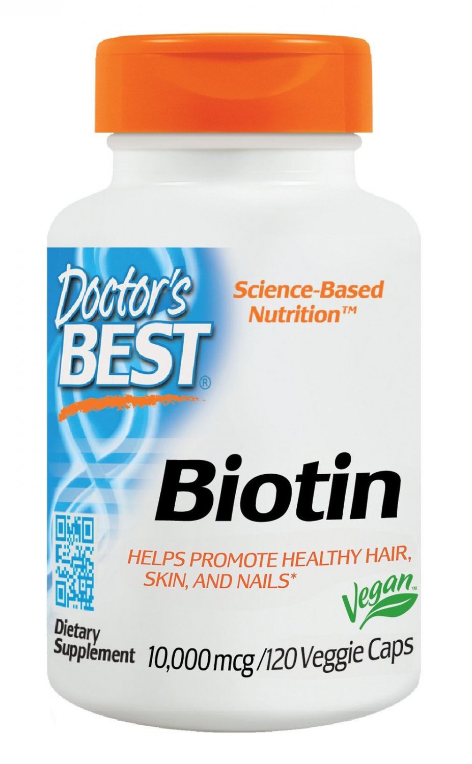 Doctor's Best Biotin Non-GMO Vegan Supports Hair Skin Nails 10,000mcg 120 Vcaps