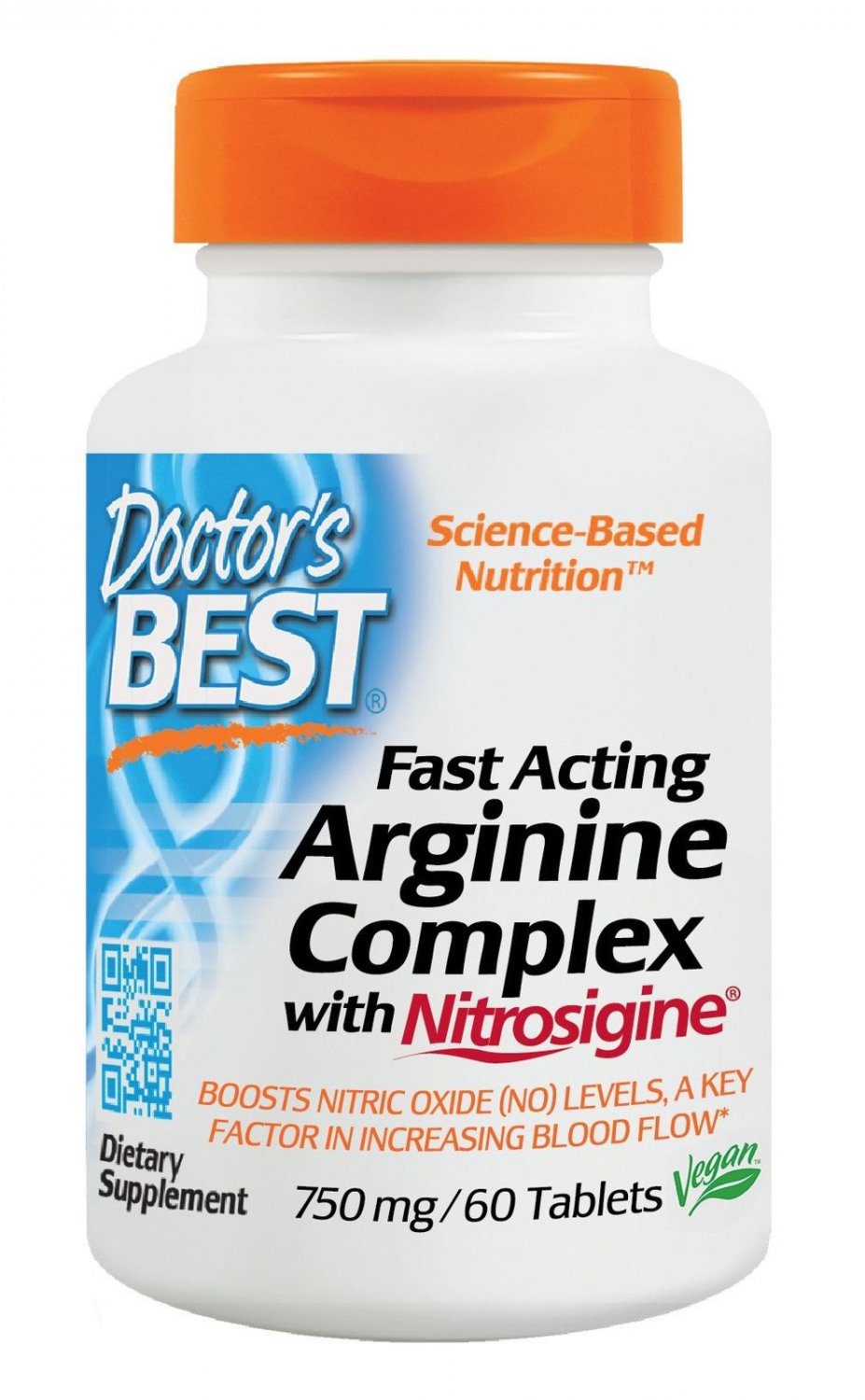 Doctor's Best Fast Acting Arginine Complex w/ Nitrosigine Non-GMO 750mg 60 Vcaps
