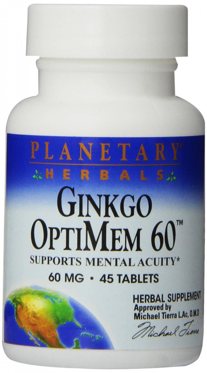 Planetary Herbals Ginkgo Optimem 60 mg Tablets 45 Count