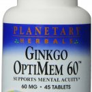Planetary Herbals Ginkgo Optimem 60 mg Tablets 45 Count