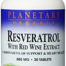 Planetary Herbals Resveratrol Extract with Red Wine Tablets 30 Count 30 Tabs