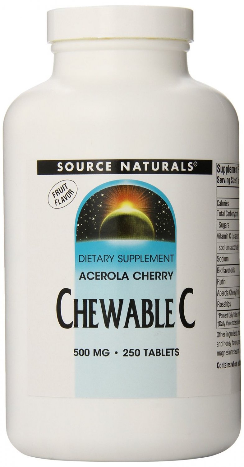 Source Naturals Vitamin C Chewable Acerola Cherry 500mg 250 Tablets