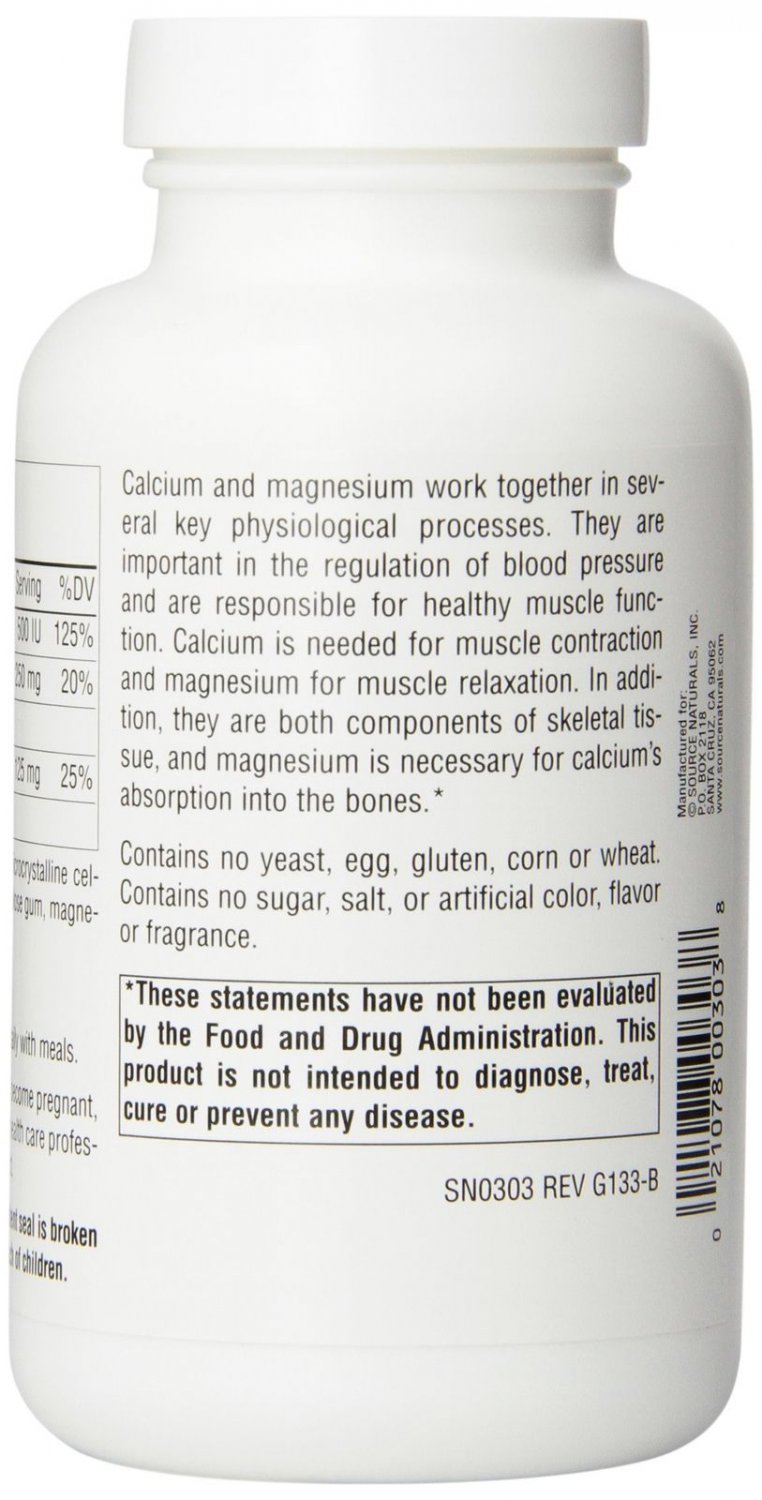 Source Naturals Calcium/Magnesium Chelate 200 Mg/100 Mg 100 Tablets